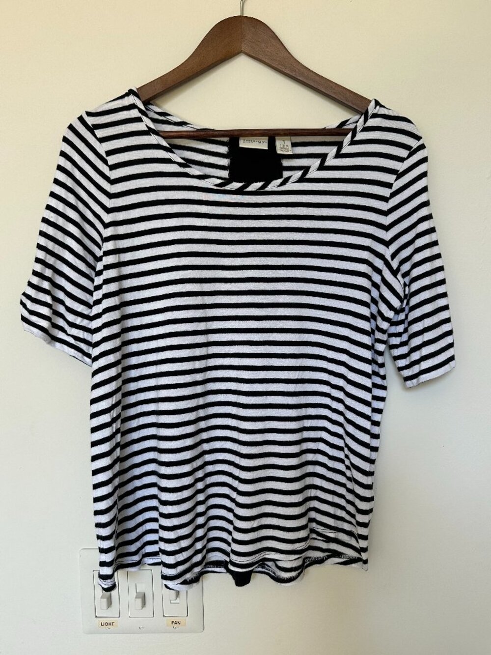 Zenergy by Chicos Black White Striped Top Size 1 🖤🤍